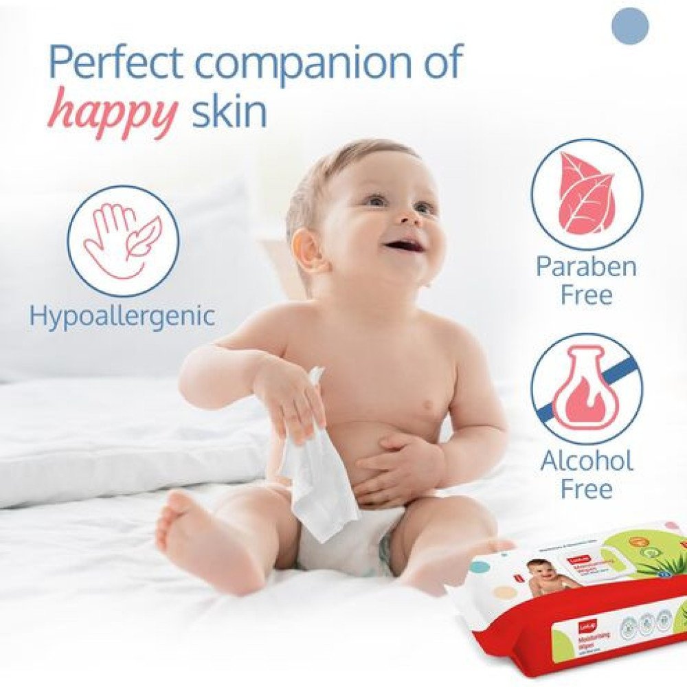 LuvLap Paraben Free Wipes For Baby Skin With Aloe Vera,Fragrance Free Safe Baby Wipes Rich In Vitamin E  Extract72 Wipes Pack With Lid Packs-Pack Of-2