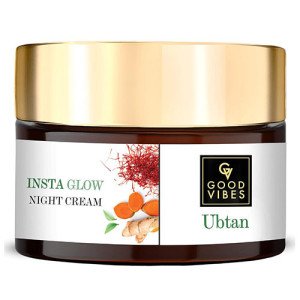 Good Vibes Ubtan Insta Glow Night Cream Brightening Moisturizing Nourishing Face Moisturizer For All Skin Types-50 gm