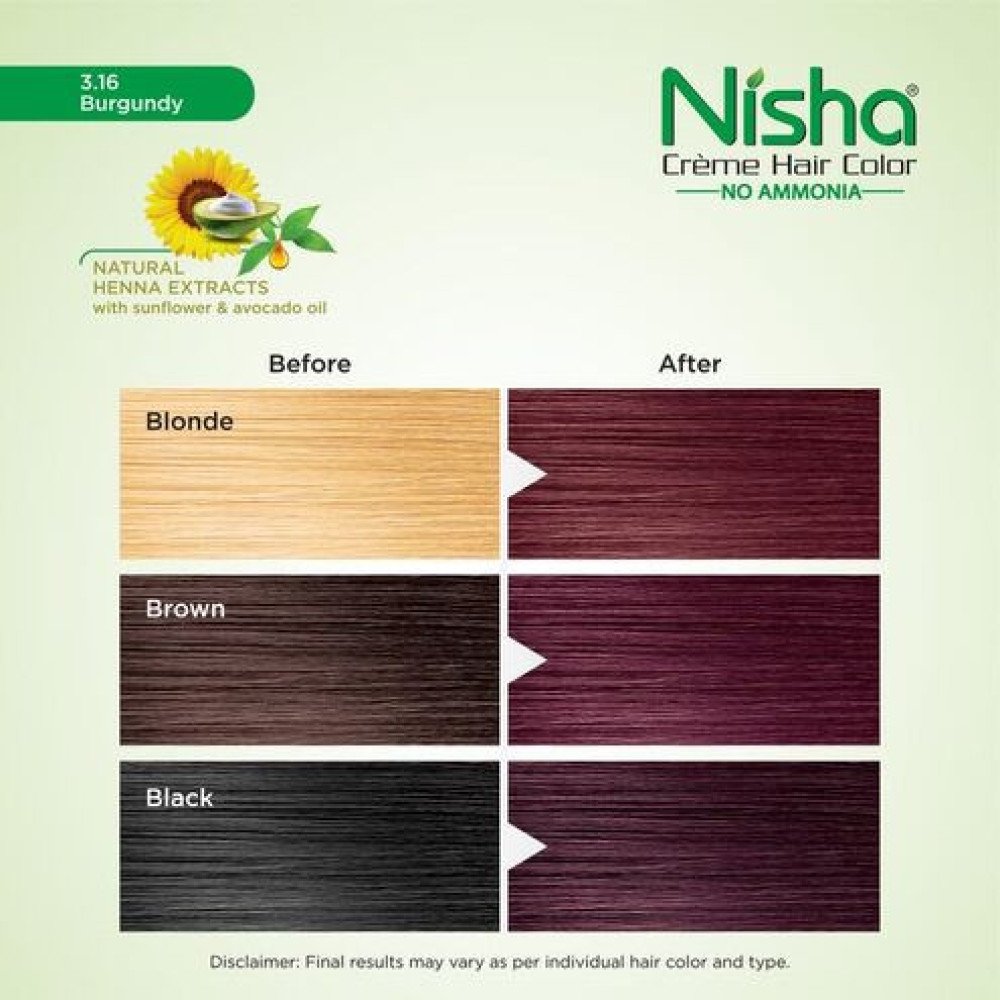 Nisha Creme Hair Color, Permanent Hair Colour Cherry Red, Silky Shiny  Grey Coverage  Ammonia Free Color With Natural Henna Extract, 60G+60Ml Dark Brown 3.0