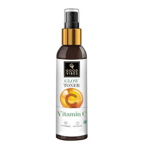 Good Vibes Vitamin C Glow Toner, 120 ml Rich in Antioxidants & Helps Reduce Dark Spots, Hydrating Light Weight Face Spray Toner for All Skin Types