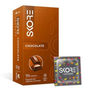 SKORE Chocolate Flavour 1500 Dotted Condom  (10 Sheets)-Pack Of-1