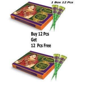 Neeta Natural Henna Mehandi Cone for Hand Designing, Wedding (30 Gm)Buy 12 Pcs in Get 12 Pcs  (Pack of 24)