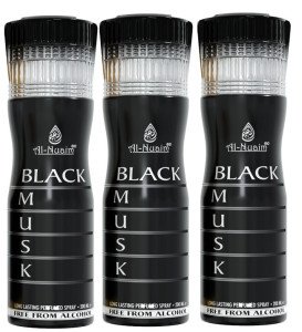 Al Nuaim Black Musk Long Lasting perfume Spary-200 ml-Pack Of-3