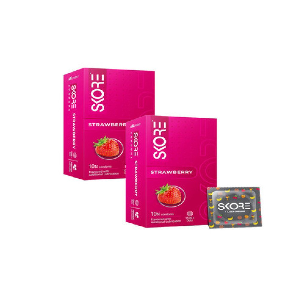 Skore Strawberry Colours| Extra Lubrication Condom 10 pieces Packs-2