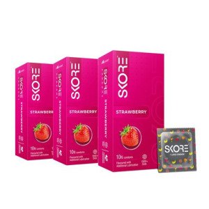 Skore Strawberry Colours| Extra Lubrication Condom 10 pieces Packs-3