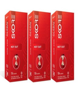 Skore Not Out Climax Delay and Dotted Condoms- 10 condoms Pack Of-3